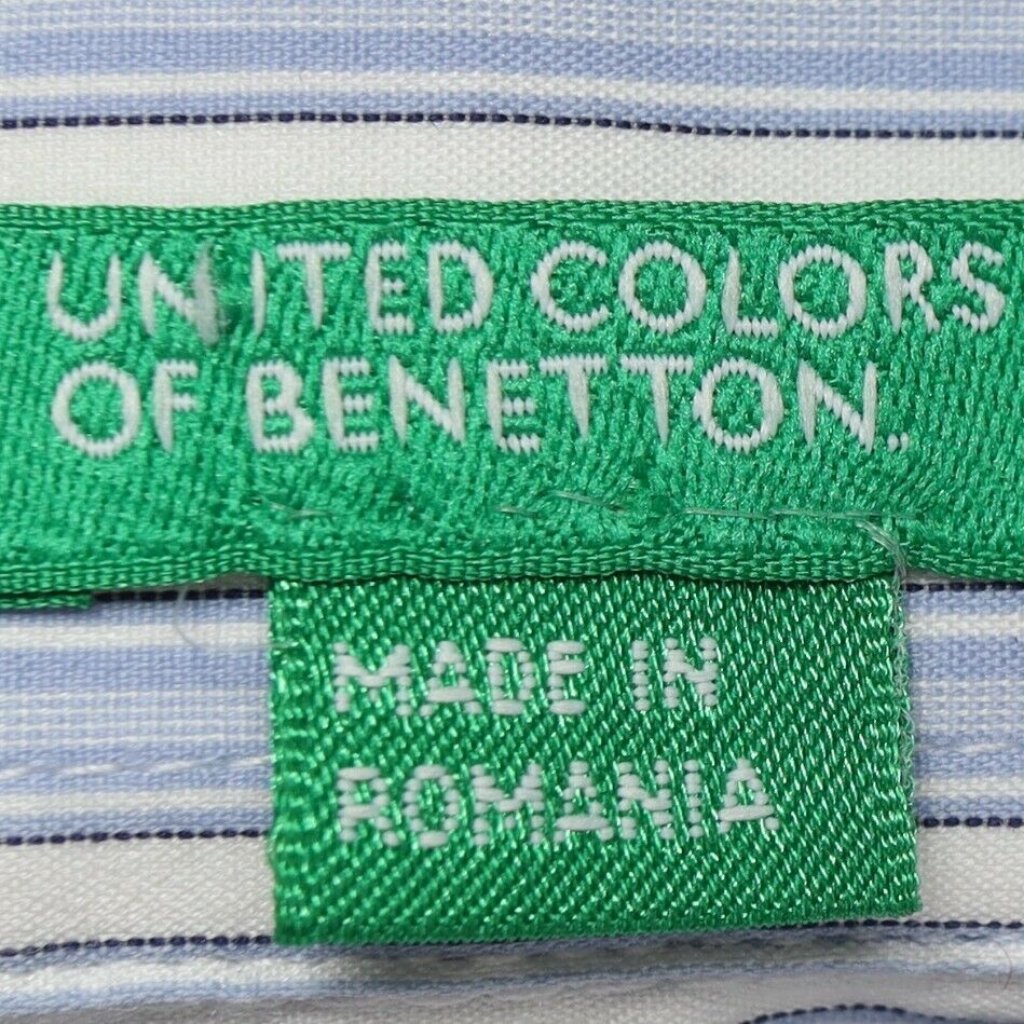 United Colors Of Benneton Stripe Button Shirt Large-Euc — image 4 of 5